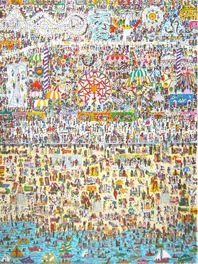 ジェームス・リジィの絵画作品　タイトルは、Lets get lost at coney island
